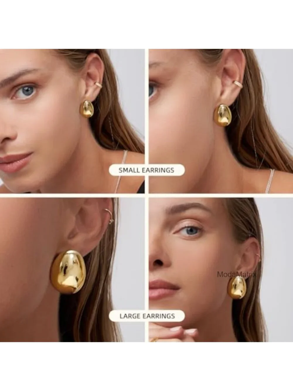 2/3 Pairs Chunky Gold Plated Hoop Earrings Set for Women